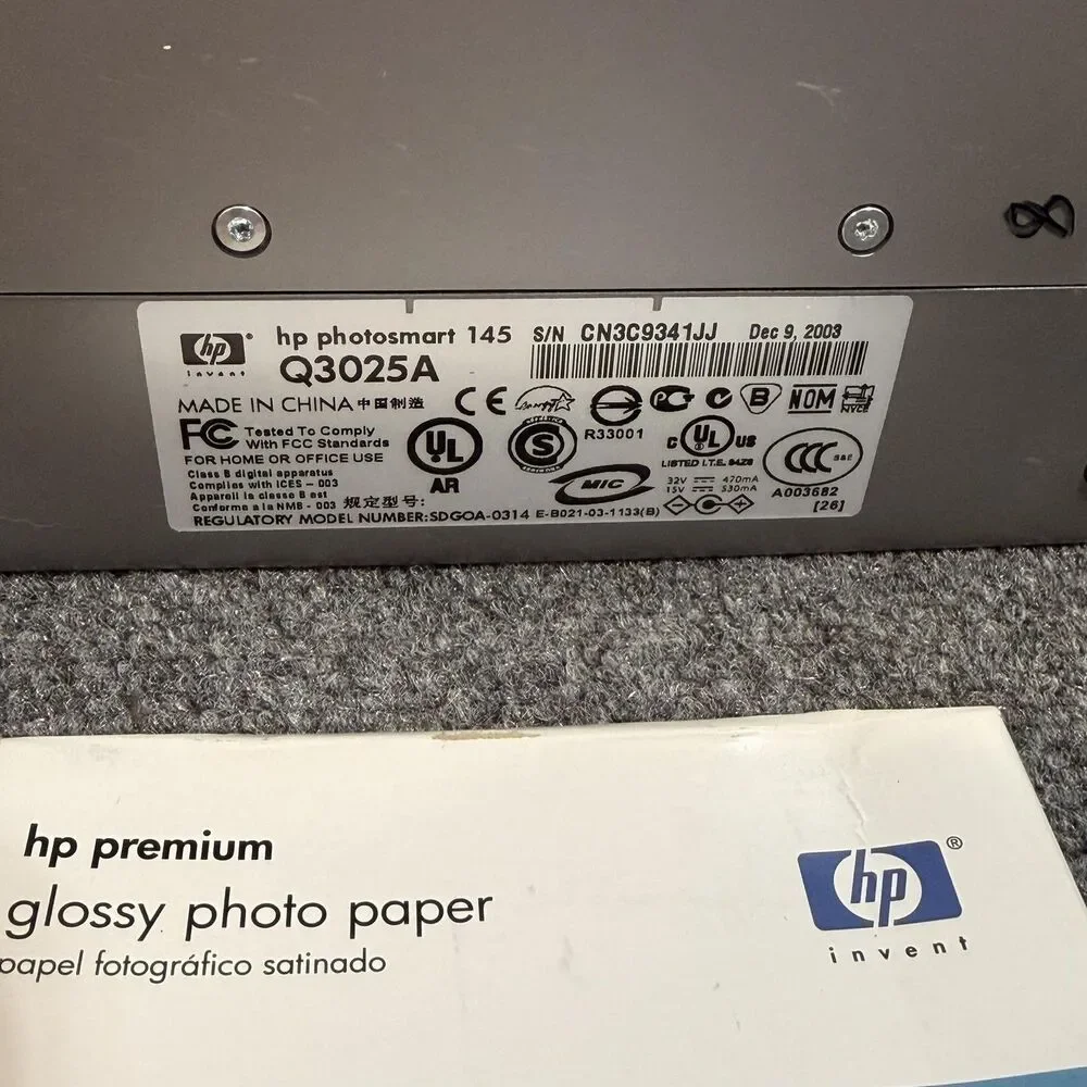 HP PhotoSmart 145 Digital Photo Printer Q3025A Inkjet Color AC Adapter Gray